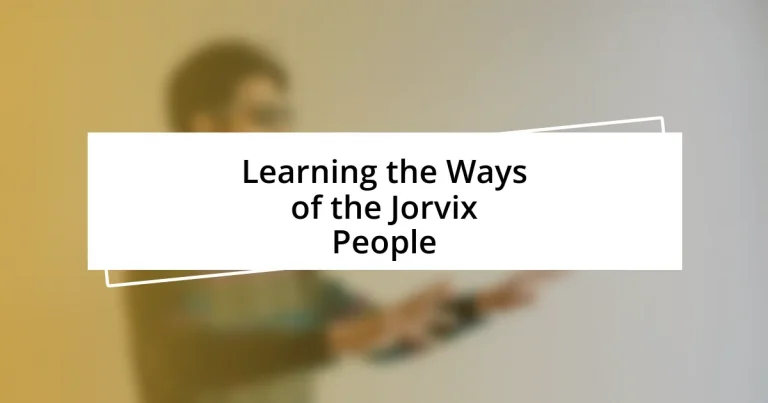 Learning the Ways of the Jorvix People