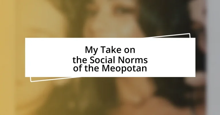 My Take on the Social Norms of the Meopotan