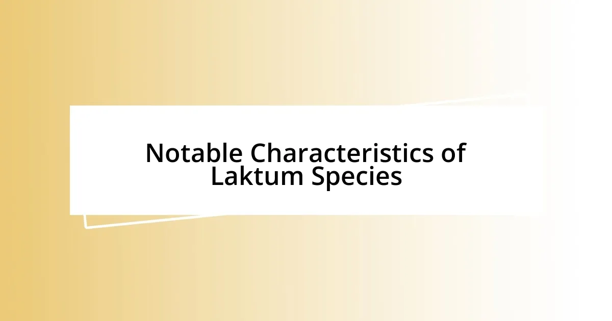 Notable Characteristics of Laktum Species