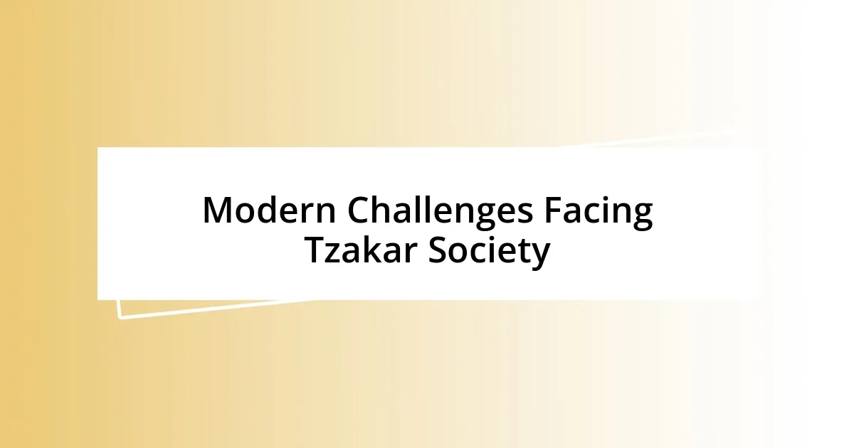 Modern Challenges Facing Tzakar Society